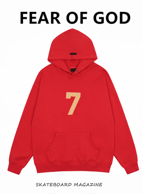 FEAR OF GOD FOG主线第七季数字7植绒印花潮男女套头连帽卫衣外套
