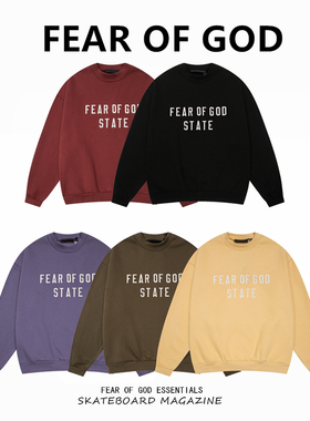 FEAR OF GOD FOG复线ESSENTIALS字母STATE美式宽松加绒圆领卫衣潮