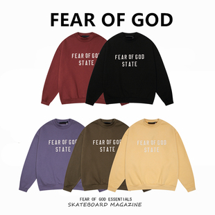 FOG复线ESSENTIALS字母STATE美式 GOD 宽松加绒圆领卫衣潮 FEAR