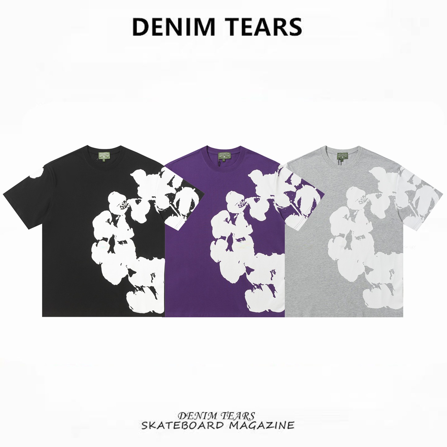 FOG高街DENIM TEARS木棉花大logo发泡短袖男士情侣ins夏季休闲T恤