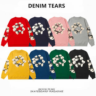 FOG高街DENIM 潮牌宽松休闲运动圆领卫衣 TEARS木棉花发泡印花美式