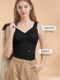 Удерживающая тепло шерстяная майка топ, лента, утепленный демисезонный базовый топ с чашечками, не оставляет следов, 2023, эффект подтяжки
