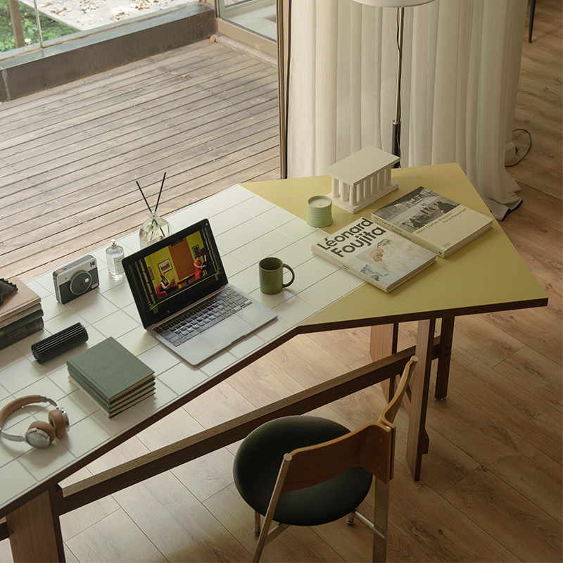 不执桌现代简约餐桌极简办公桌个性设计师极简长桌可拼接转角书桌