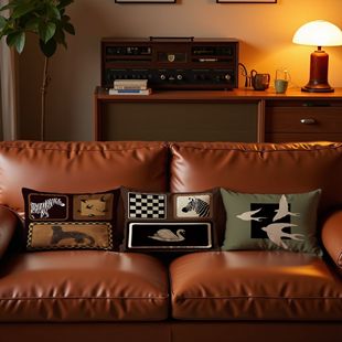 长方形中古风沙发抱枕美拉德复古轻奢靠垫高级感靠背咖啡厅靠枕套