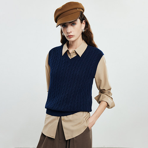 帕罗100V领绵羊毛针织开衫