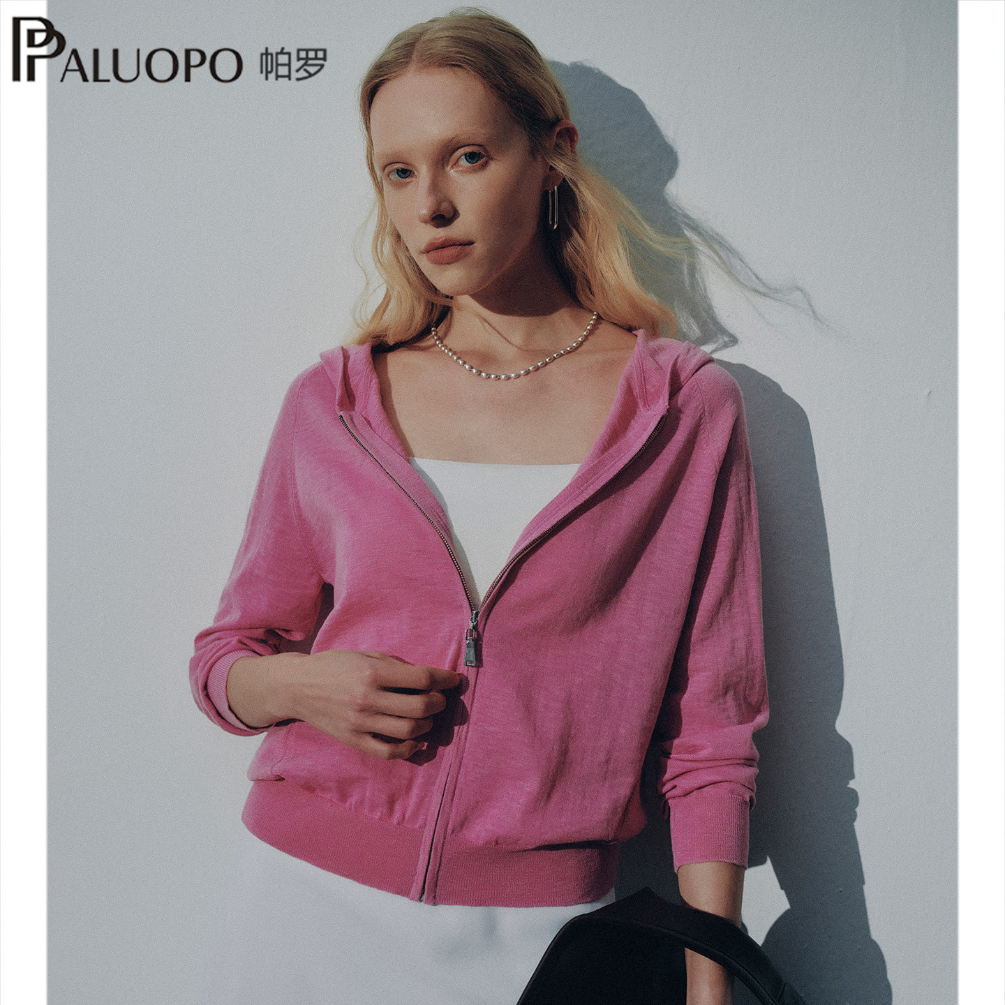 PALUOPO/帕罗RED商场同款丝绒连帽拉链款显瘦卫衣外套26C1C6653Y