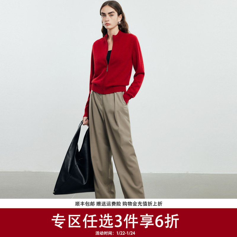 帕罗2025秋冬新款纯羊绒衫女士针织开衫纯色半高领内搭休闲毛衣,女装/女士精品,羊绒衫,淘宝优惠券,粉丝福利购,淘宝优惠卷