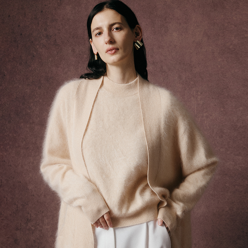 帕罗秋冬高端山羊绒毛中长款毛衣