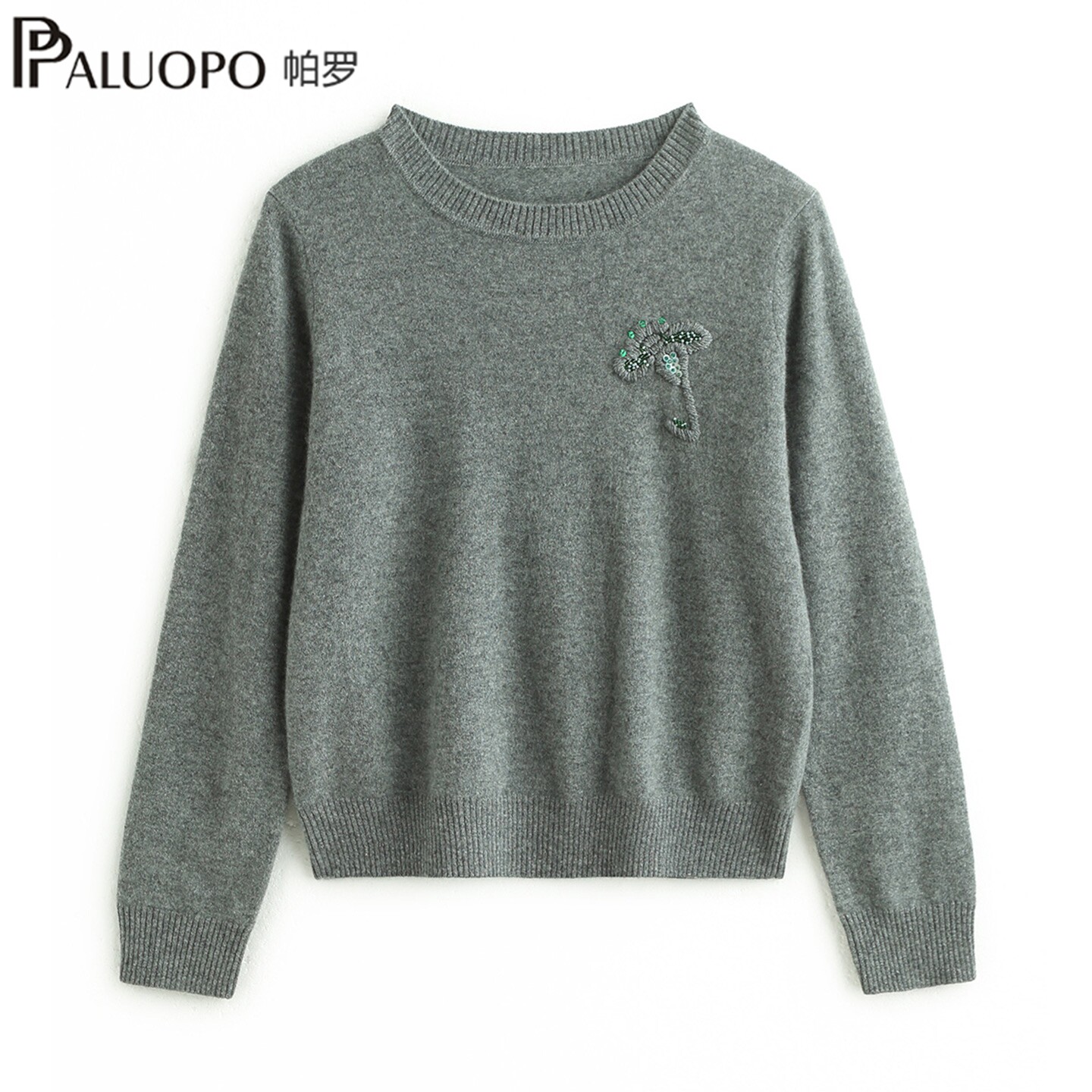 PALUOPO/帕罗【精致钩花】26秋冬新款100%山羊绒衫女内搭针织毛衣
