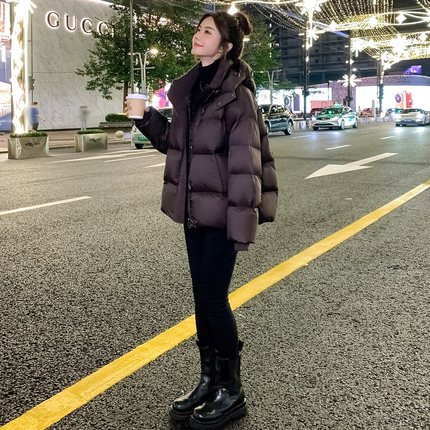 短款羽绒服女士2024新款冬季小个子时尚拼接加厚90白鸭绒保暖外套