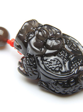 天然彩虹眼男女款挂坠黑曜石龙龟