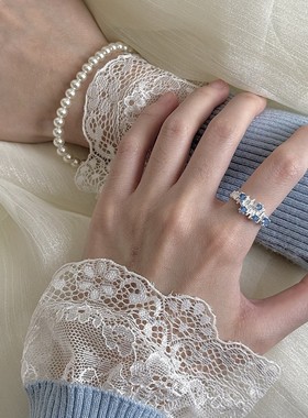 饰尚e族蓝色冰川不规则戒指女百搭时尚甜酷气质开口指环ins风小众