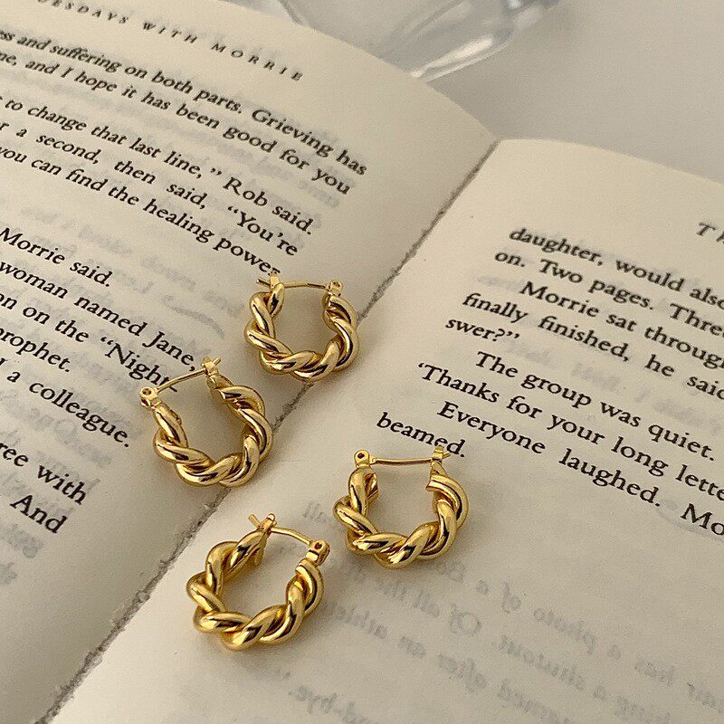 时尚麻花设计耳环女个性ins风小众创意针几何耳扣网红耳饰