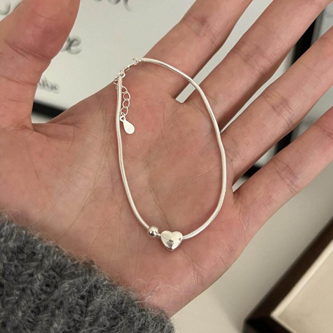 饰尚e族爱心小圆珠手链女简约时尚百搭冷淡风气质手环ins风小众设