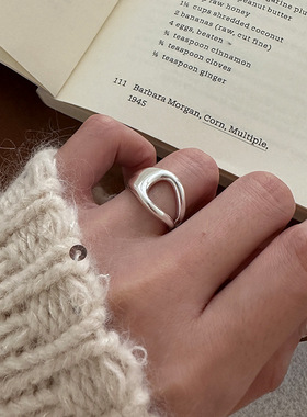 饰尚e族简约镂空百搭戒指女几何不规则时尚水滴气质开口指