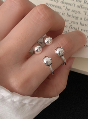 时尚个性圆球戒指女轻奢高级感嘻哈开口戒指可调节指环小众设计