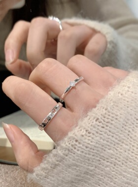 简约百搭戒指女小众设计2026新款开口戒指可调节指环轻奢高级感