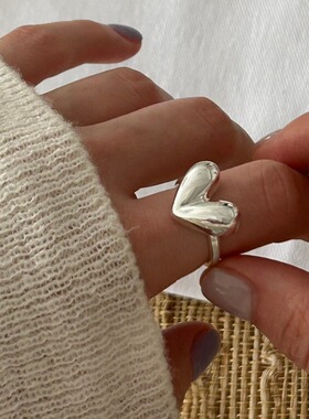 饰尚e族简约立体爱心戒指女时尚百搭个性开口可调节指环ins风小众