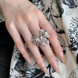 饰尚e族网红大蝴蝶戒指女夸张时尚个性创意S925镀银开口指环ins风