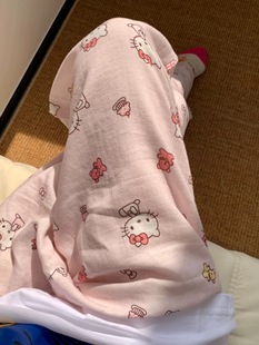 HelloKitty凯蒂猫裤子松紧腰睡裤女夏款高腰直筒裤家居休闲遛弯裤
