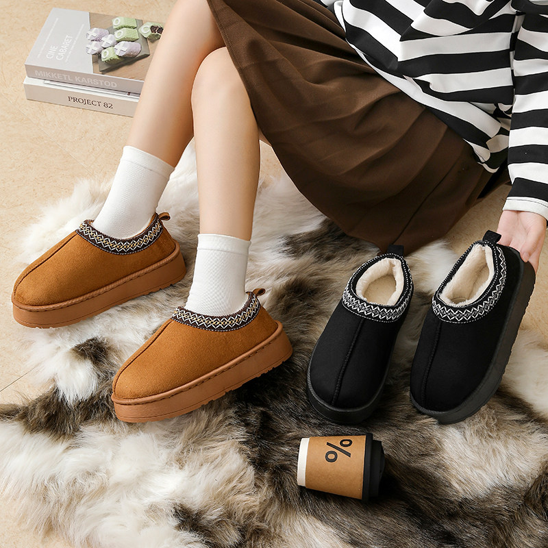 跨境新款秋冬季花边民族风时尚包跟棉拖鞋男女情侣款室内外保暖拖,居家布艺,居家棉拖/棉鞋,淘宝优惠券,粉丝福利购,淘宝优惠卷