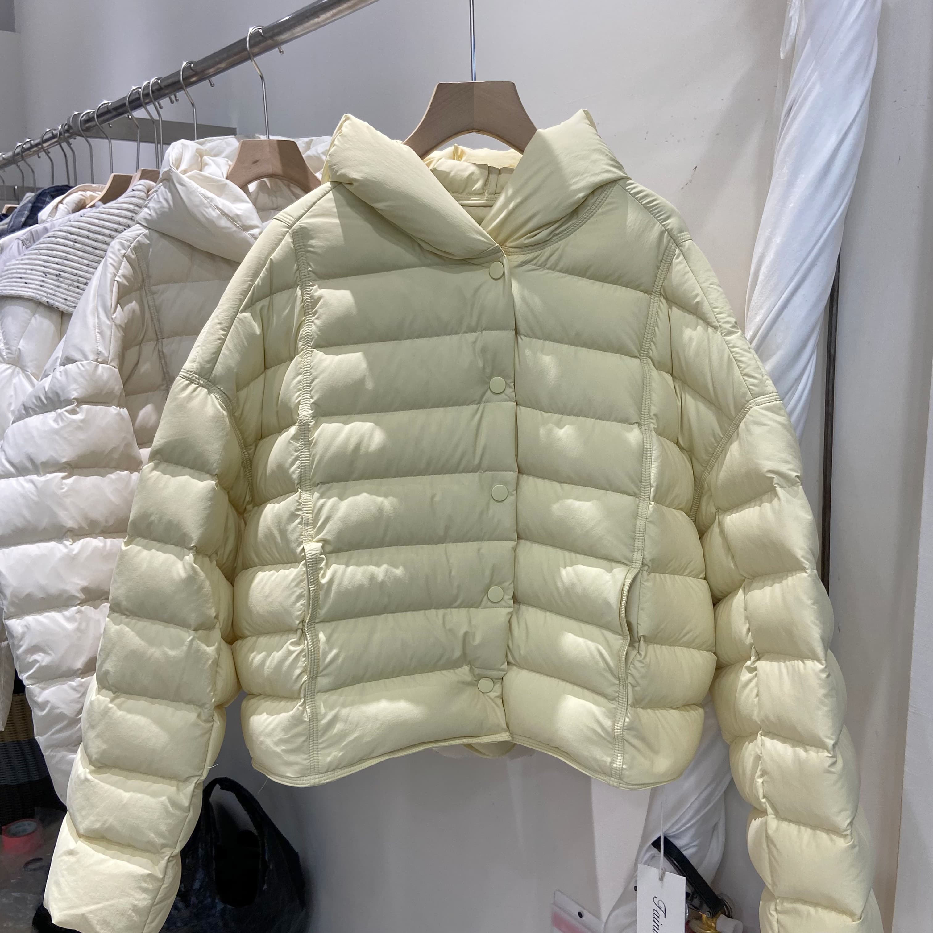 韩版连帽排骨泡芙羽绒服短外套女