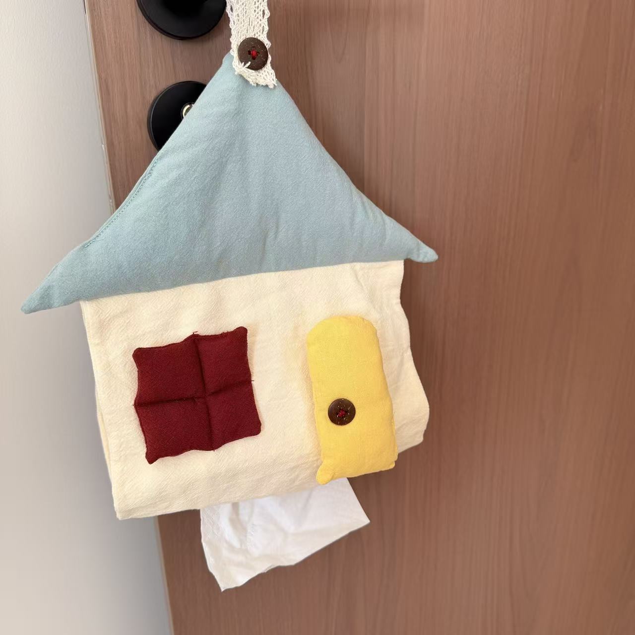 北欧ins风布艺小房子纸巾袋家用客厅餐巾纸袋儿童推车纸巾包挂袋
