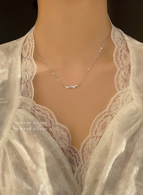 线条文艺风复古高级感礼物银项链