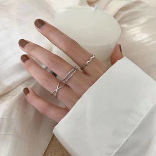 925银戒指女网红ins女潮韩版 可调节百搭小清新开口食指戒 时尚 个性