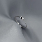 个性 潮时尚 小众设计开口素圈ins 爆款 立体小爱心戒指女2023年新款