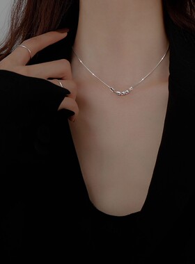 925纯银圆珠项链ins女小众设计