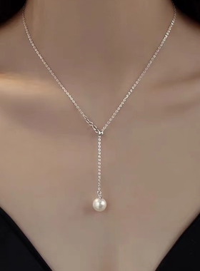 珍珠925银十字链女高级感项链