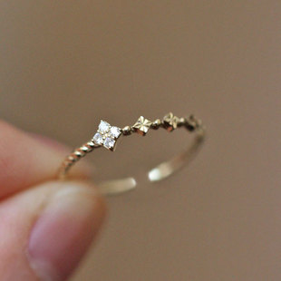 925纯银轻奢戒指锆石麻花指环小众设计ins高级感食指戒