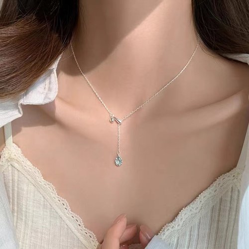 925纯银水滴项链高级感锁骨链女2024新爆款轻奢小众颈链