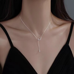 925纯银圆环项链轻奢2025新爆款高级感颈链小众锁骨链女