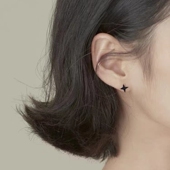 925纯银暗黑酷girl星星黑色ins风简约潮气质耳钉网红耳环女