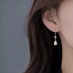 925纯银白玉兰耳环轻奢耳钉女2024新款爆款小众设计耳饰