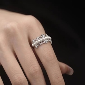 925纯银蕾丝皇冠戒指女贝珠指环食指配饰尾戒关节创意小众