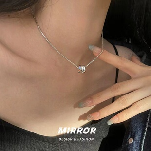 925纯银彩虹转运珠路路通粗款项链女锁骨链卫衣链小众设计轻奢潮