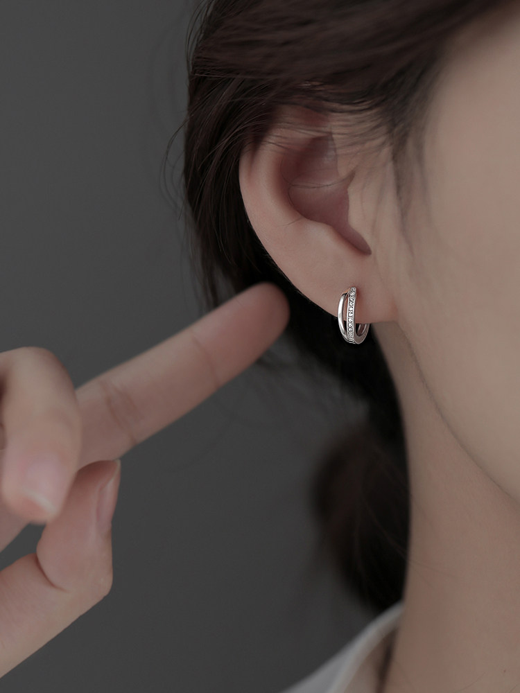 925纯银耳钉女夏2022年新款潮耳圈