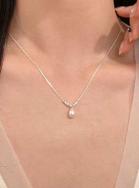 s925纯银珍珠碎银子项链2025新款爆款女新轻奢小众锁骨链配饰