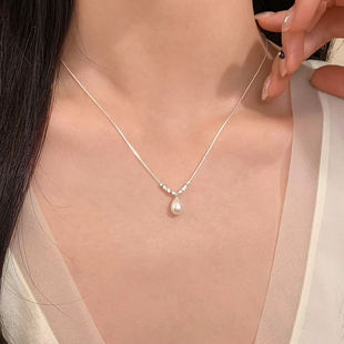 s925纯银珍珠碎银子项链2025新款爆款女新轻奢小众锁骨链配饰