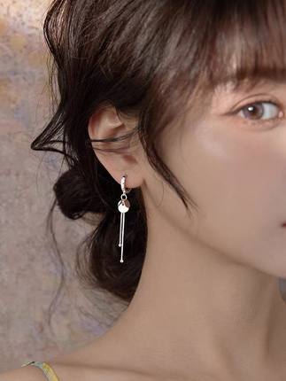 纯银耳环女长款流苏耳饰小众设计耳钉耳圈ins韩国网红气质