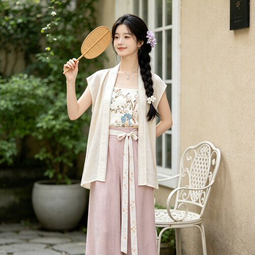 新款宋制汉服三件套显瘦套装女