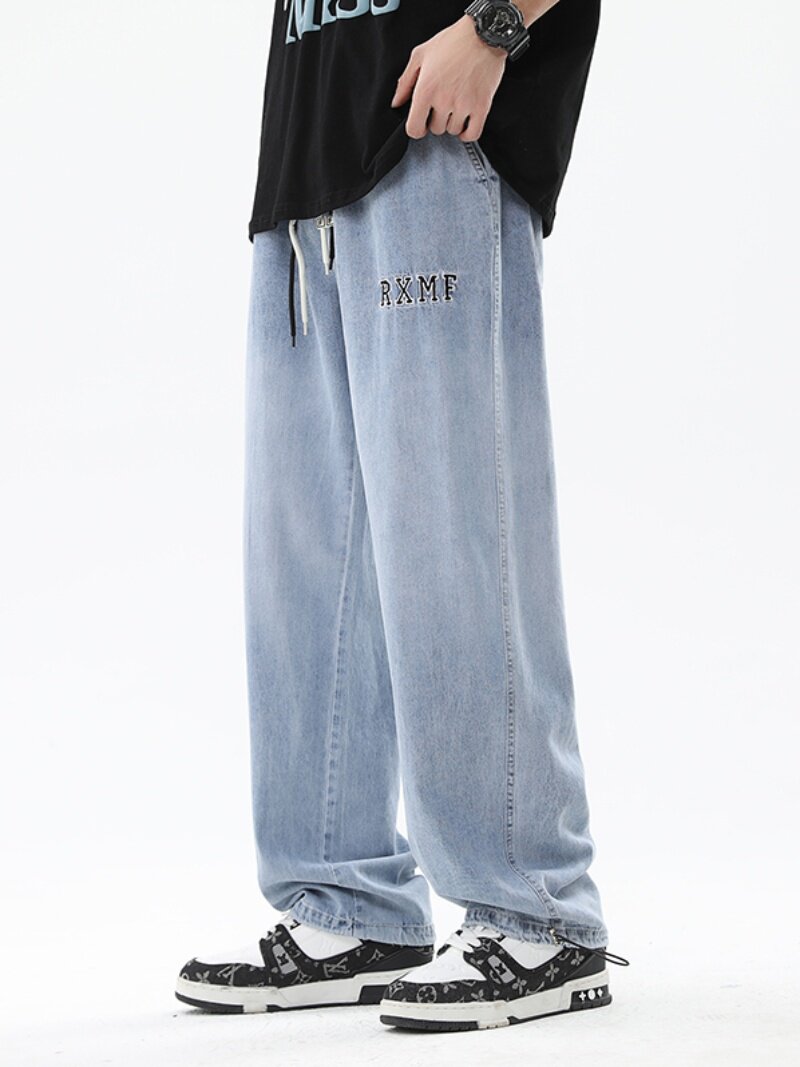 SUMMER THIN JEANS 13-YEAR-OLD BOYS MIDDLE AND HIGH SCHOOL STUDENTS 14 LOOSE STRAIGHT TROUSERS 15 BIG CHILDRENS CASUAL PANTS