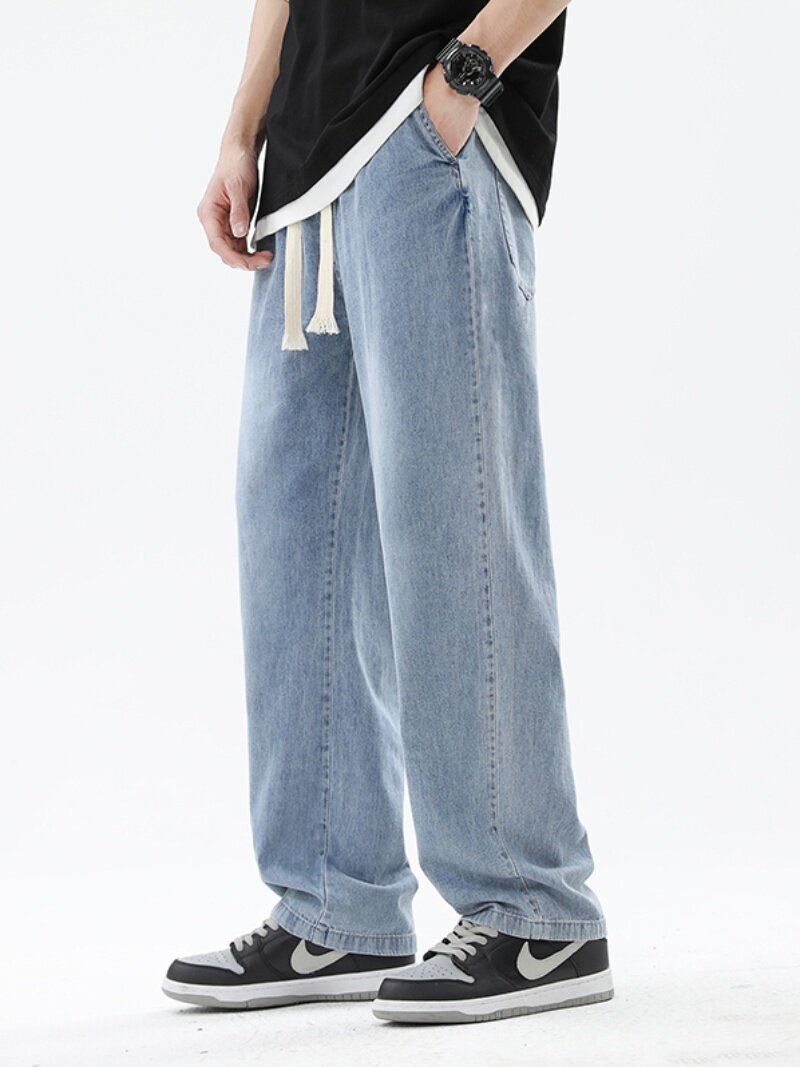 SUMMER THIN JEANS 13-YEAR-OLD BOYS MIDDLE AND HIGH SCHOOL STUDENTS 14 LOOSE STRAIGHT TROUSERS 15 BIG CHILDRENS CASUAL PANTS