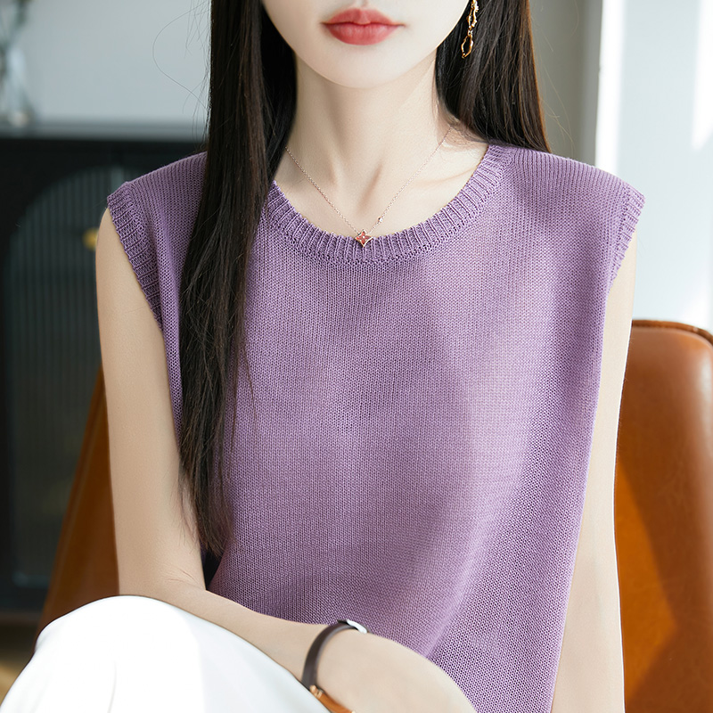 凉感亚麻针织吊带背心女25年夏季外穿薄款上衣打底衫西装内搭T恤