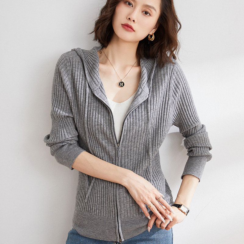 早秋新款连帽长袖拉链针织开衫女短外套毛衣修身短款外搭帽衫卫衣,女装/女士精品,毛针织衫,淘宝优惠券,粉丝福利购,淘宝优惠卷