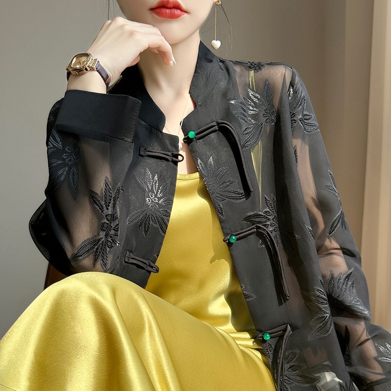 新国潮风配旗袍衬衫女防晒衫中式盘扣外套上衣宽松休闲百搭外搭,女装/女士精品,短外套,淘宝优惠券,粉丝福利购,淘宝优惠卷