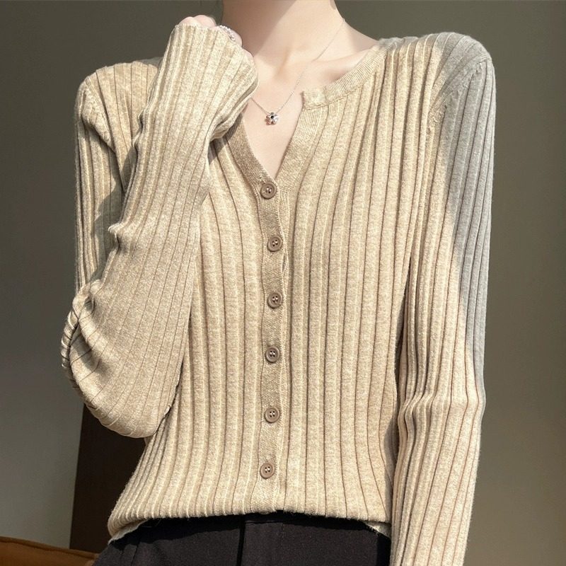 2023秋冬新款坑条针织开衫女外套打底毛衣洋气修身上身,女装/女士精品,毛针织衫,淘宝优惠券,粉丝福利购,淘宝优惠卷